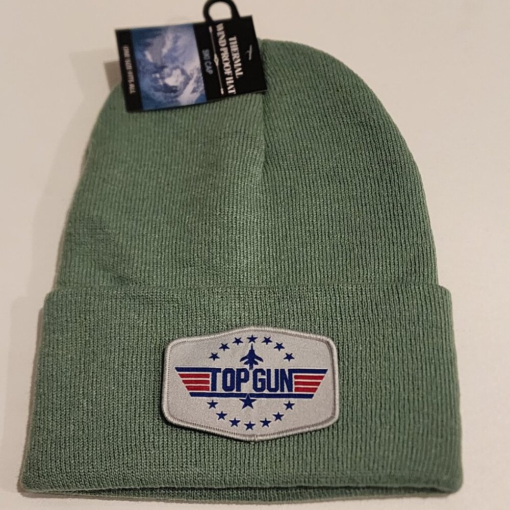 TOP GUN Knit Cuffed Beanie in Mint Green.